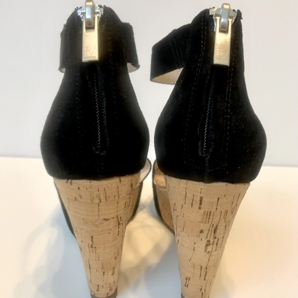 Pelle Moda - Black Cork Platform Wedges - Picture 3 of 8